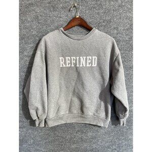 OAK+FORT Sweatshirt Womens Small Gray Refined Graphic Fleece Crewneck Pullover